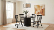 Hamlyn 5-piece Round Dining Set with High Back Windsor Chairs Black