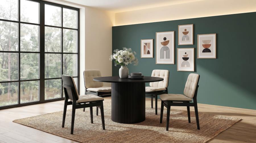 Hamlyn 47-inch Round Wood Dining Room Table Black