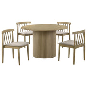 Hamlyn 5-piece Round Wood Dining Set Wheat and Natural Oak