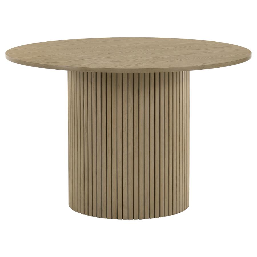 Hamlyn 5-piece Round Dining Set with Upholstered Seat Chairs Natural Oak