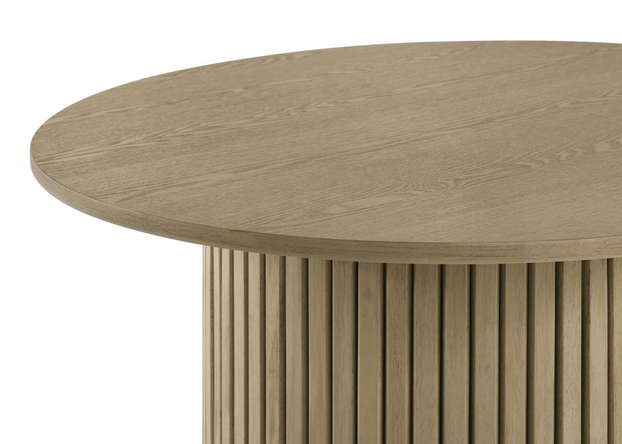 Hamlyn 5-piece Round Wood Dining Set Cream and Natural Oak