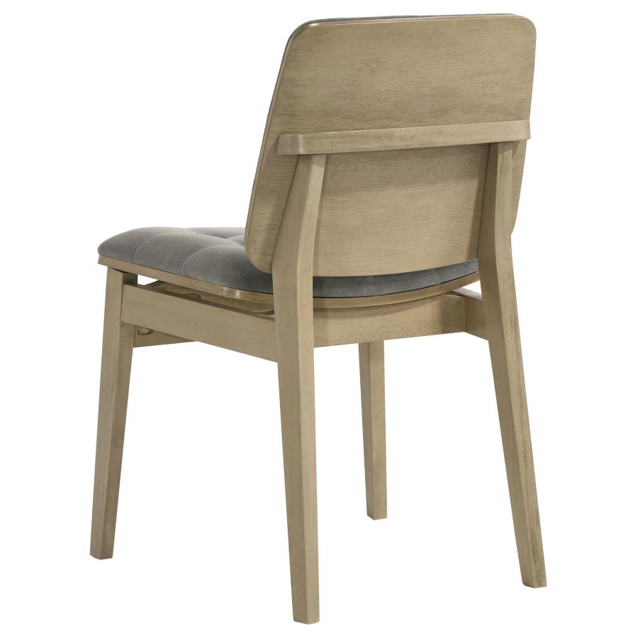 Hamlyn 5-piece Round Dining Set with Grey Tufted Chairs Natural Oak