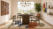 Hamlyn 5-piece Round Dining Set with Upholstered Seat Chairs Walnut