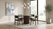 Hamlyn 5-piece Round Dining Set with Faux Leather Chairs Walnut
