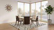 Hamlyn 5-piece Round Dining Set with Cream Tufted Chairs Walnut