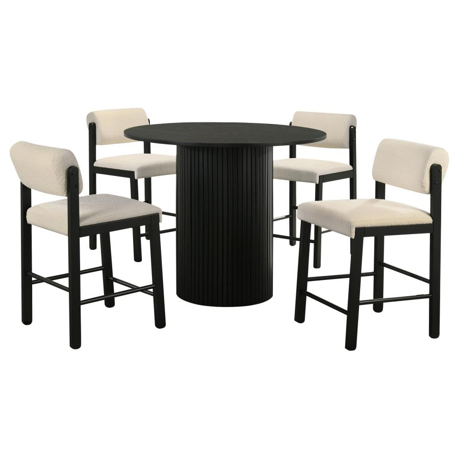 Hamlyn 5-piece Counter Height Set with Fabric Chairs Black