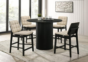 Hamlyn 5-piece Counter Height Set with Cream Tufted Chairs Black