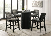 Hamlyn 5-piece Counter Height Set with Grey Tufted Chairs Black