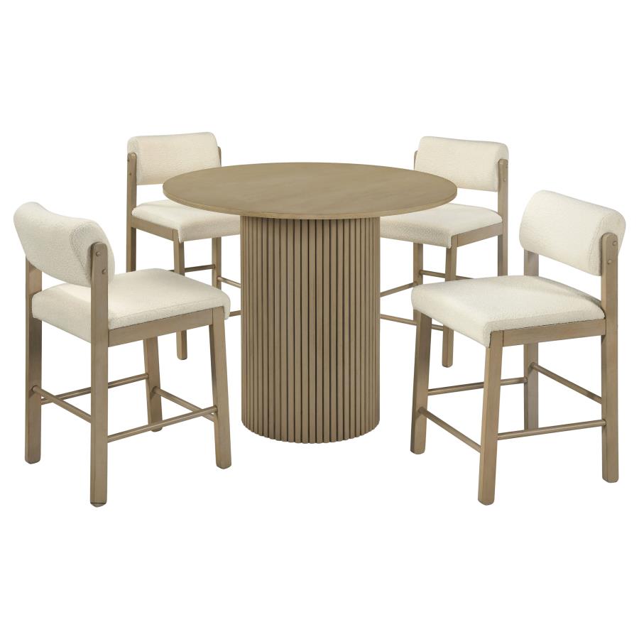 Hamlyn 5-piece Counter Height Set with Fabric Chairs Natural Oak