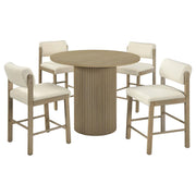 Hamlyn 5-piece Round Wood Counter Height Dining Set Cream and Natural Oak
