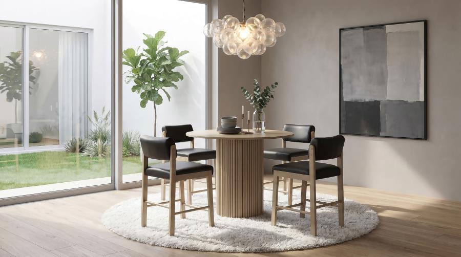 Hamlyn 5-piece Counter Height Set with Faux Leather Chairs Natural Oak