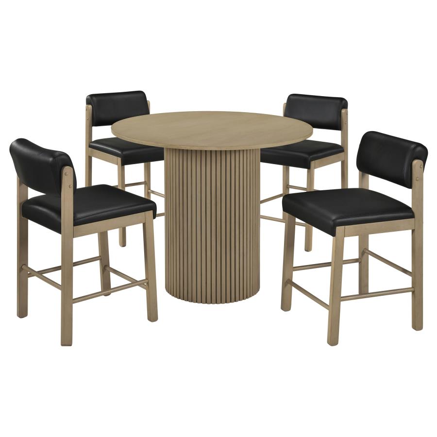 Hamlyn 5-piece Counter Height Set with Faux Leather Chairs Natural Oak