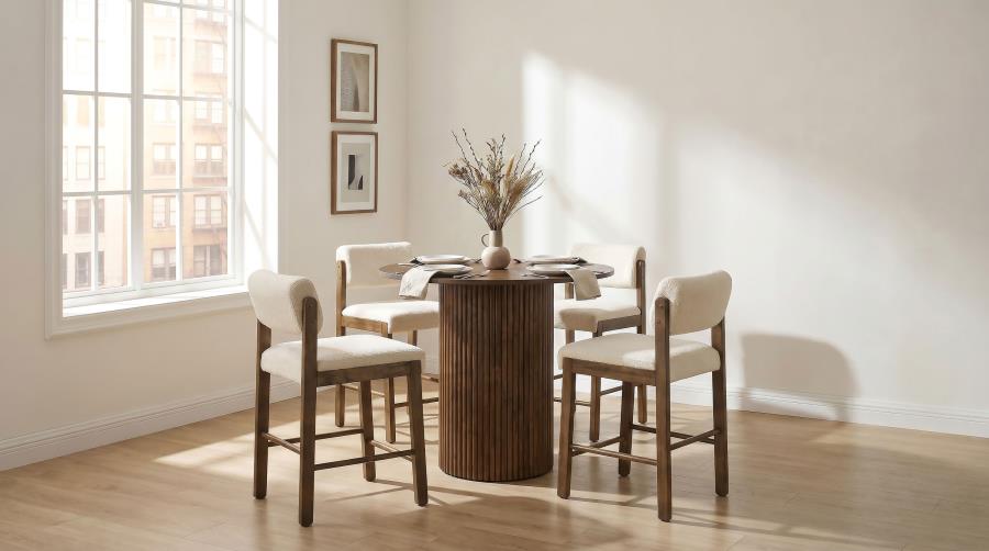 Hamlyn 5-piece Counter Height Set with Fabric Chairs Walnut
