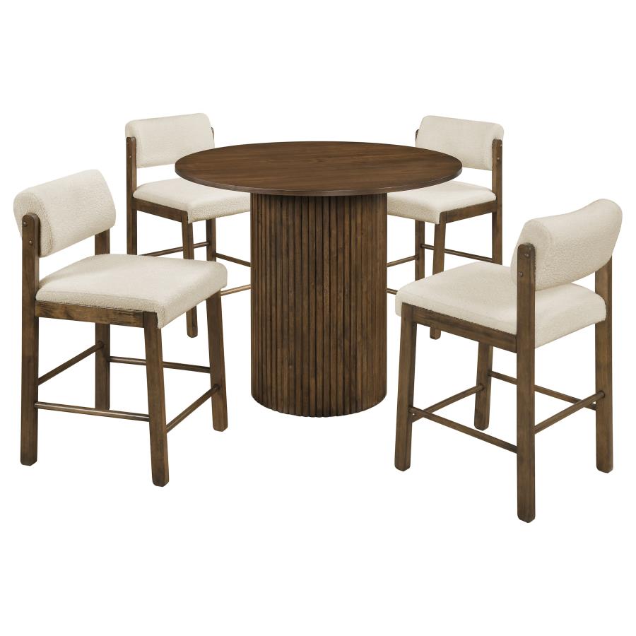 Hamlyn 5-piece Counter Height Set with Fabric Chairs Walnut