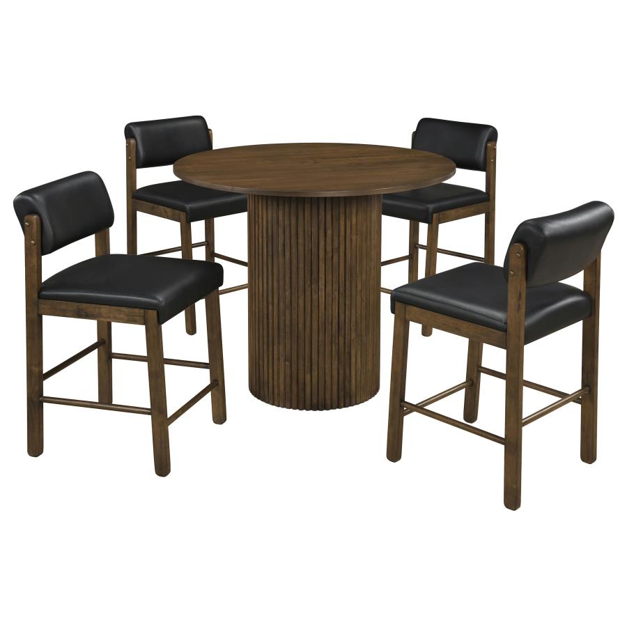 Hamlyn 5-piece Counter Height Set with Faux Leather Chairs Walnut