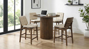 Hamlyn 5-piece Counter Height Set with Cream Tufted Chairs Walnut