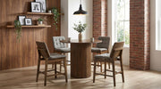 Hamlyn 5-piece Counter Height Set with Grey Tufted Chairs Walnut