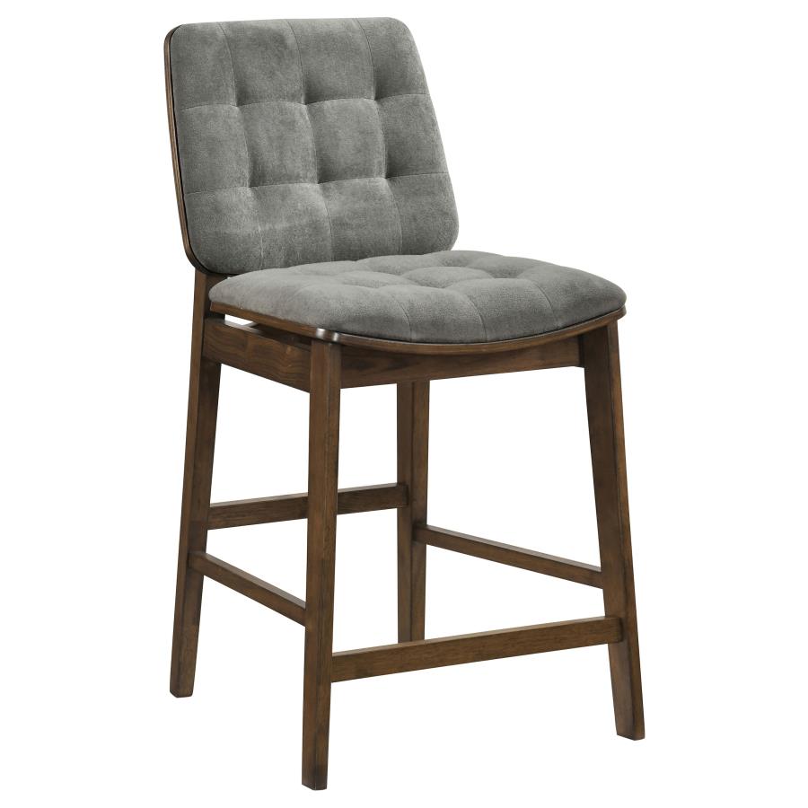 Hamlyn 5-piece Counter Height Set with Grey Tufted Chairs Walnut