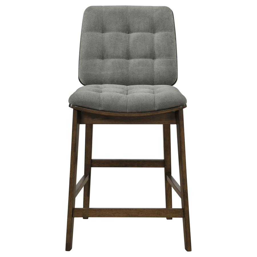Hamlyn 5-piece Counter Height Set with Grey Tufted Chairs Walnut