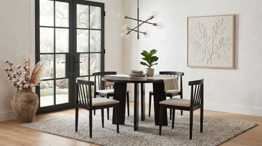 Strouse 5-piece Dining Set with Upholstered Seat Chairs Black