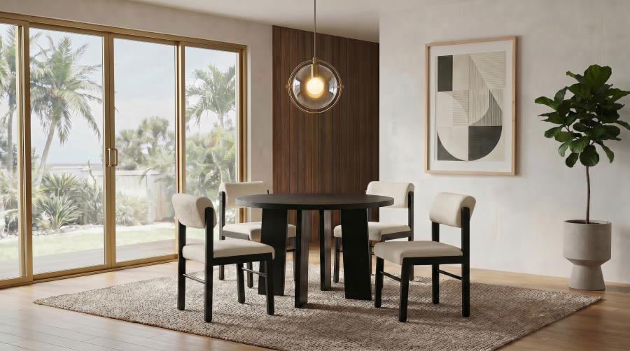 Strouse 5-piece Dining Set with Fabric Chairs Black