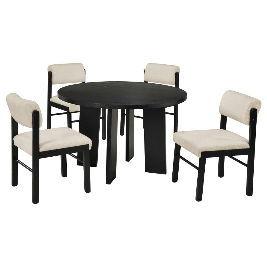 Strouse 5-piece Dining Set with Fabric Chairs Black