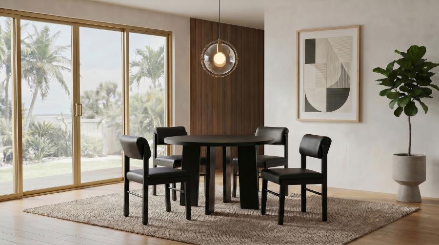 Strouse 5-piece Dining Set with Faux Leather Chairs Black