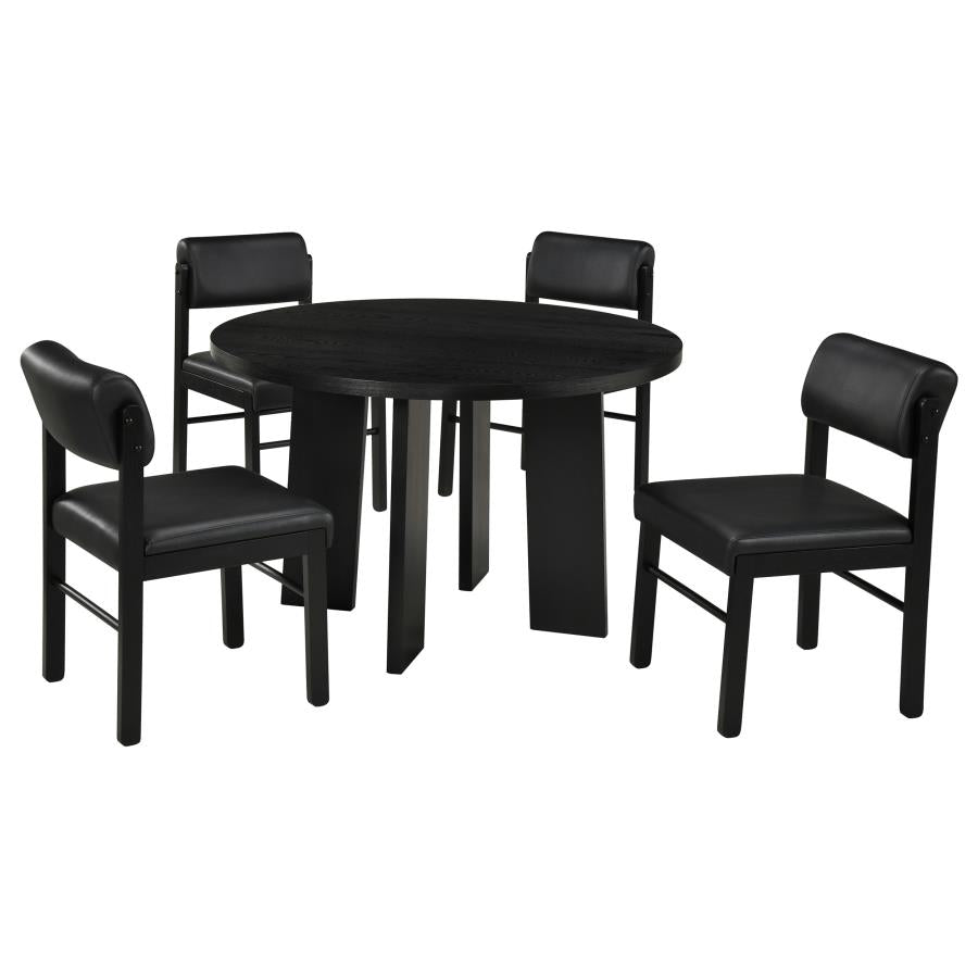Strouse 5-piece Dining Set with Faux Leather Chairs Black