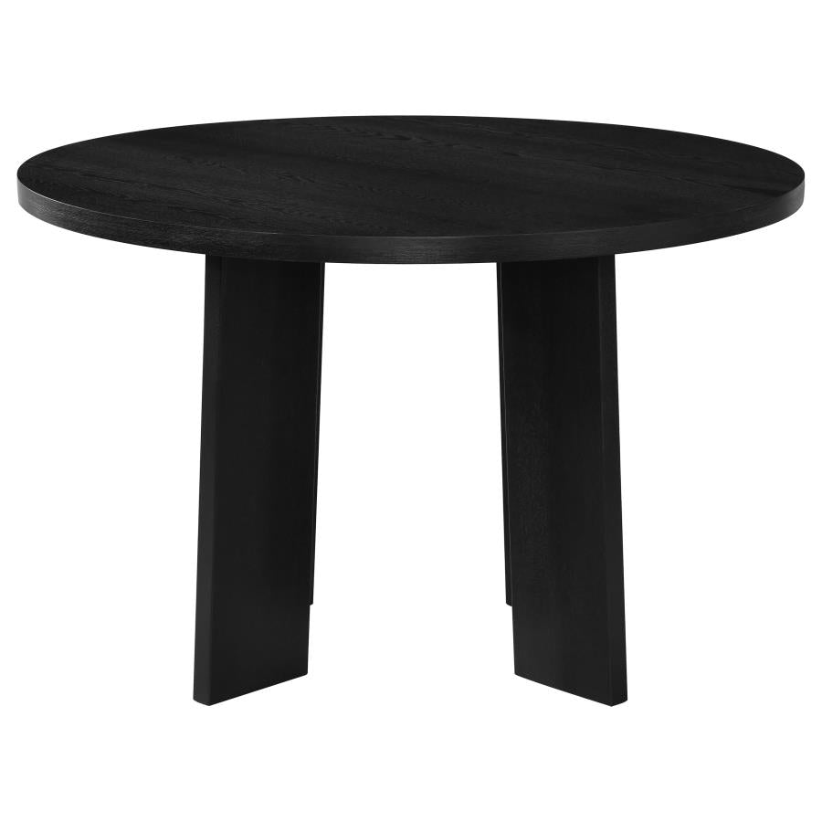 Strouse 5-piece Dining Set with Cream Tufted Chairs Black