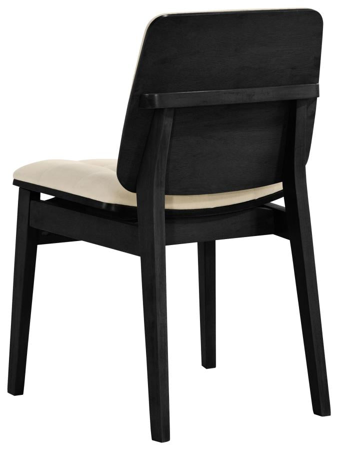 Strouse 5-piece Dining Set with Cream Tufted Chairs Black