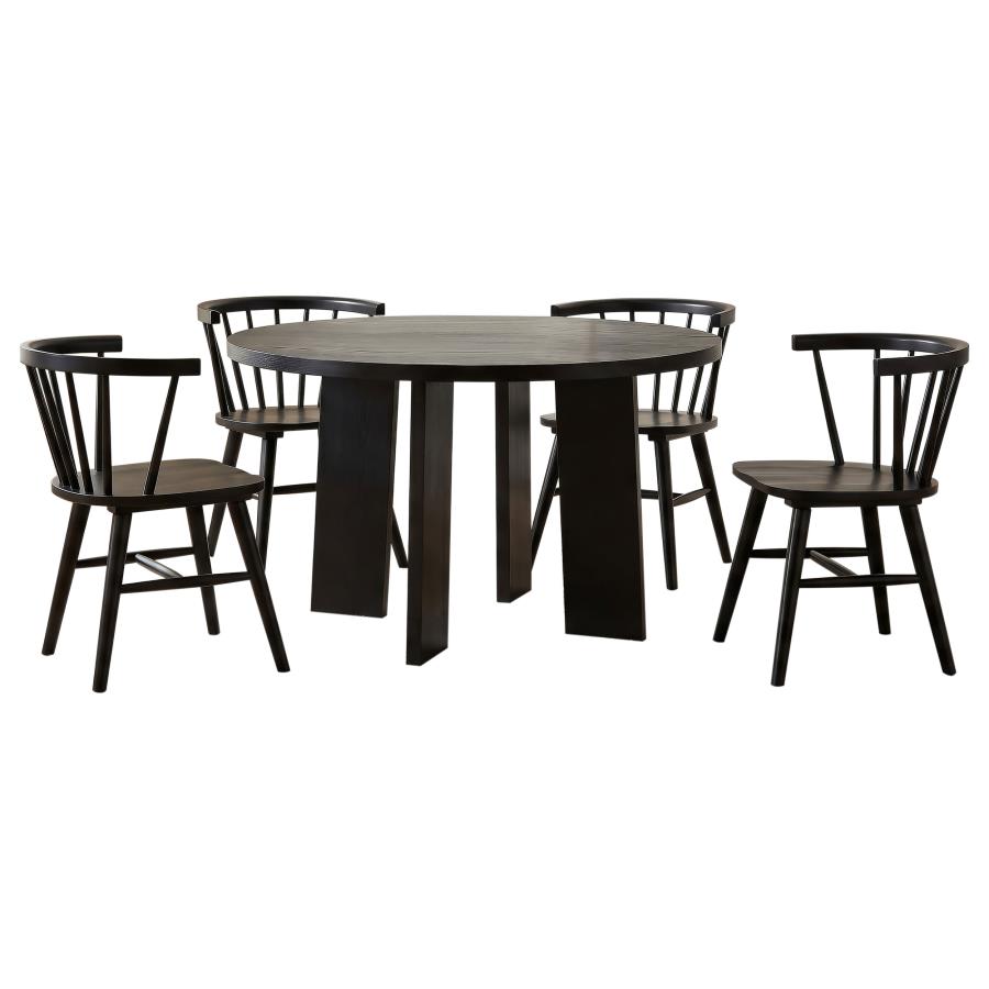 Strouse 5-piece Dining Set with Open Back Windsor Chairs Black