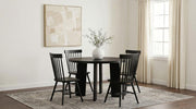 Strouse 5-piece Dining Set with High Back Windsor Chairs Black