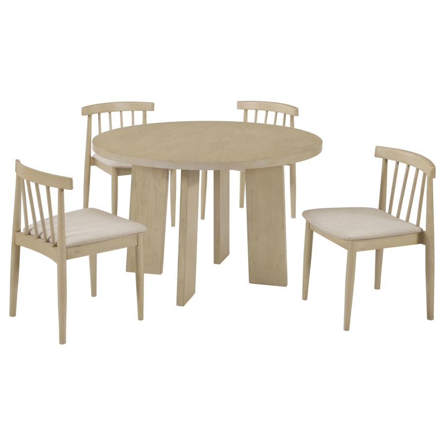 Strouse 5-piece Dining Set with Upholstered Seat Chairs Natural Oak