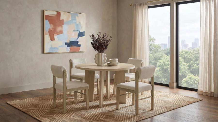 Strouse 5-piece Dining Set with Fabric Chairs Natural Oak