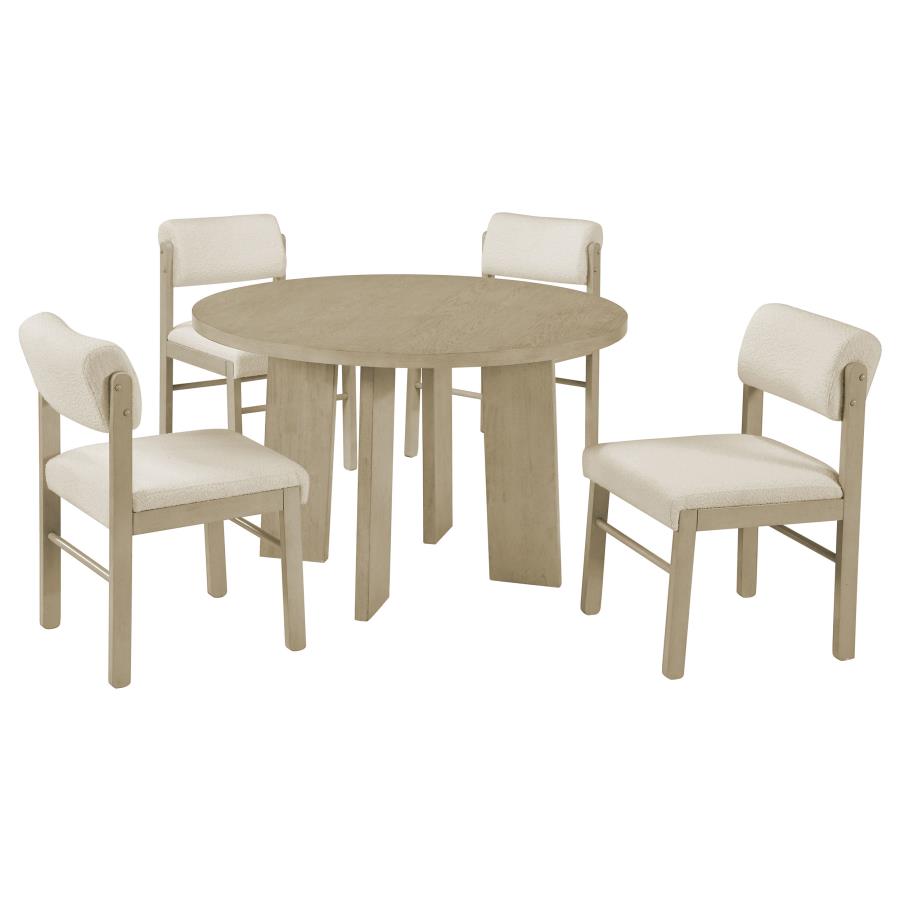 Strouse 5-piece Dining Set with Fabric Chairs Natural Oak