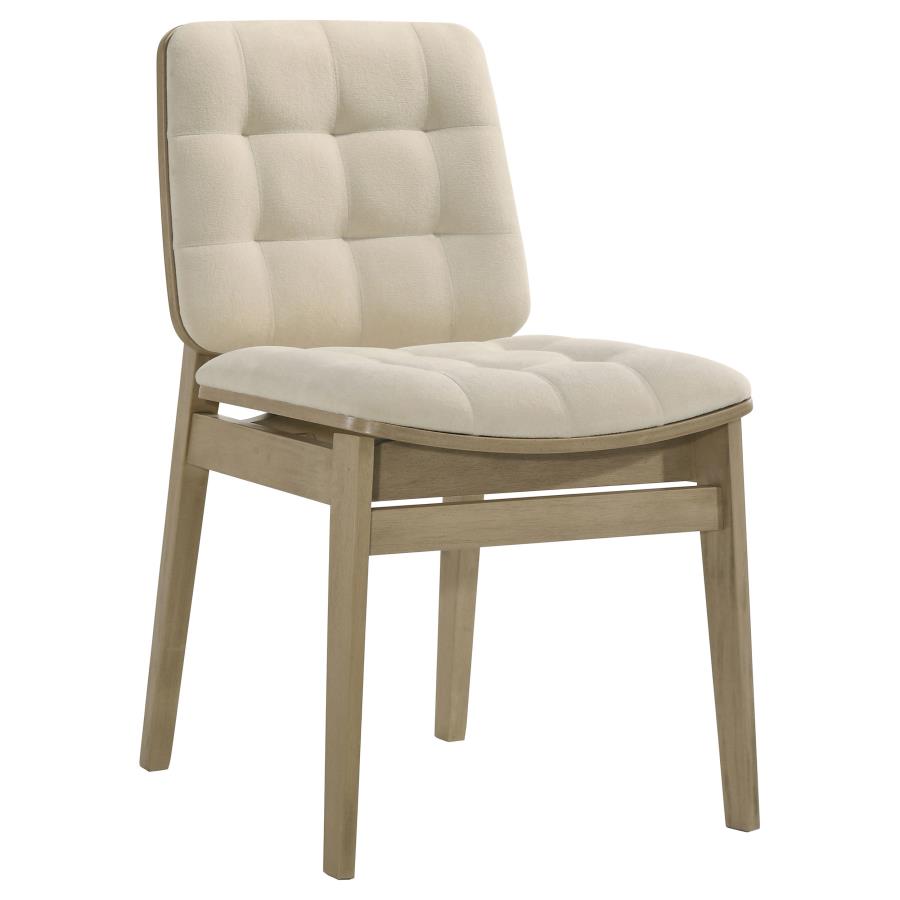 Strouse 5-piece Dining Set with Cream Tufted Chairs Natural Oak