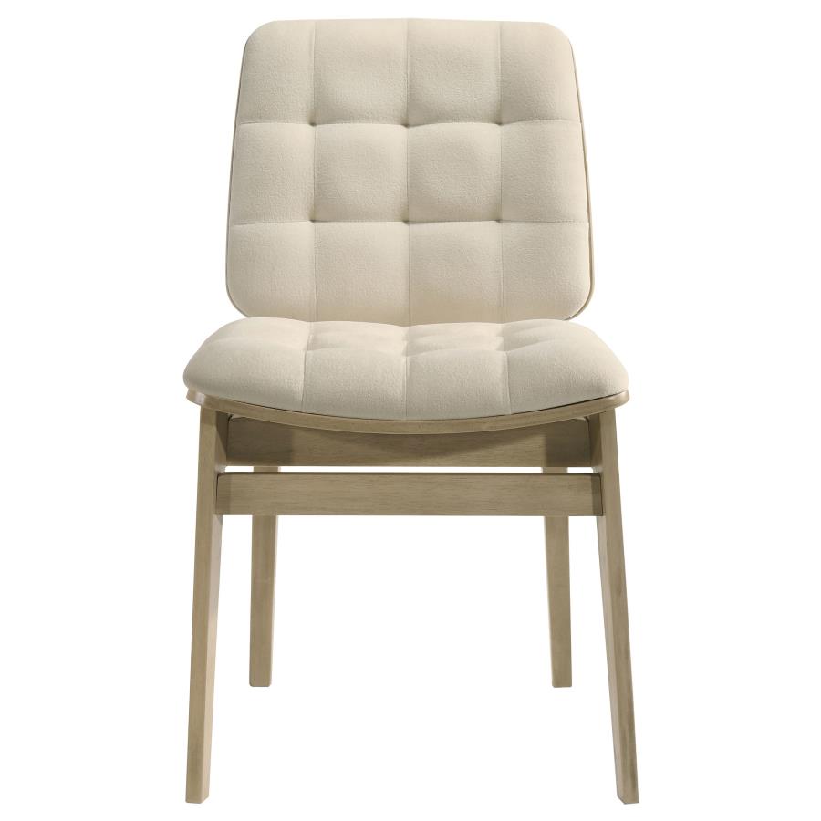 Strouse 5-piece Dining Set with Cream Tufted Chairs Natural Oak