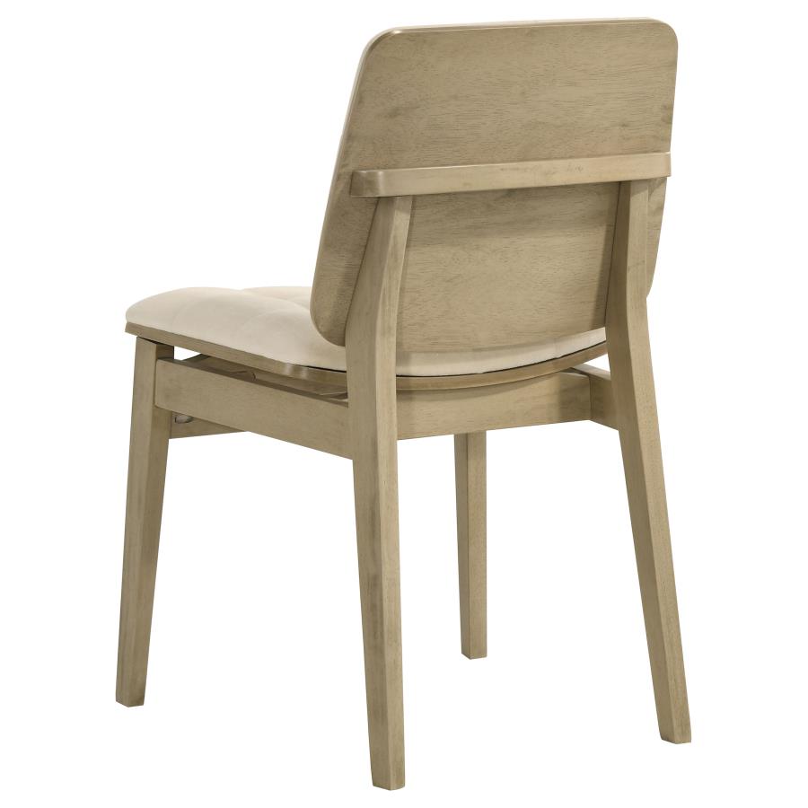 Strouse 5-piece Dining Set with Cream Tufted Chairs Natural Oak