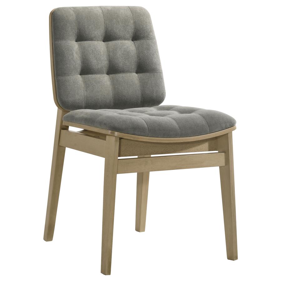 Strouse 5-piece Dining Set with Grey Tufted Chairs Natural Oak