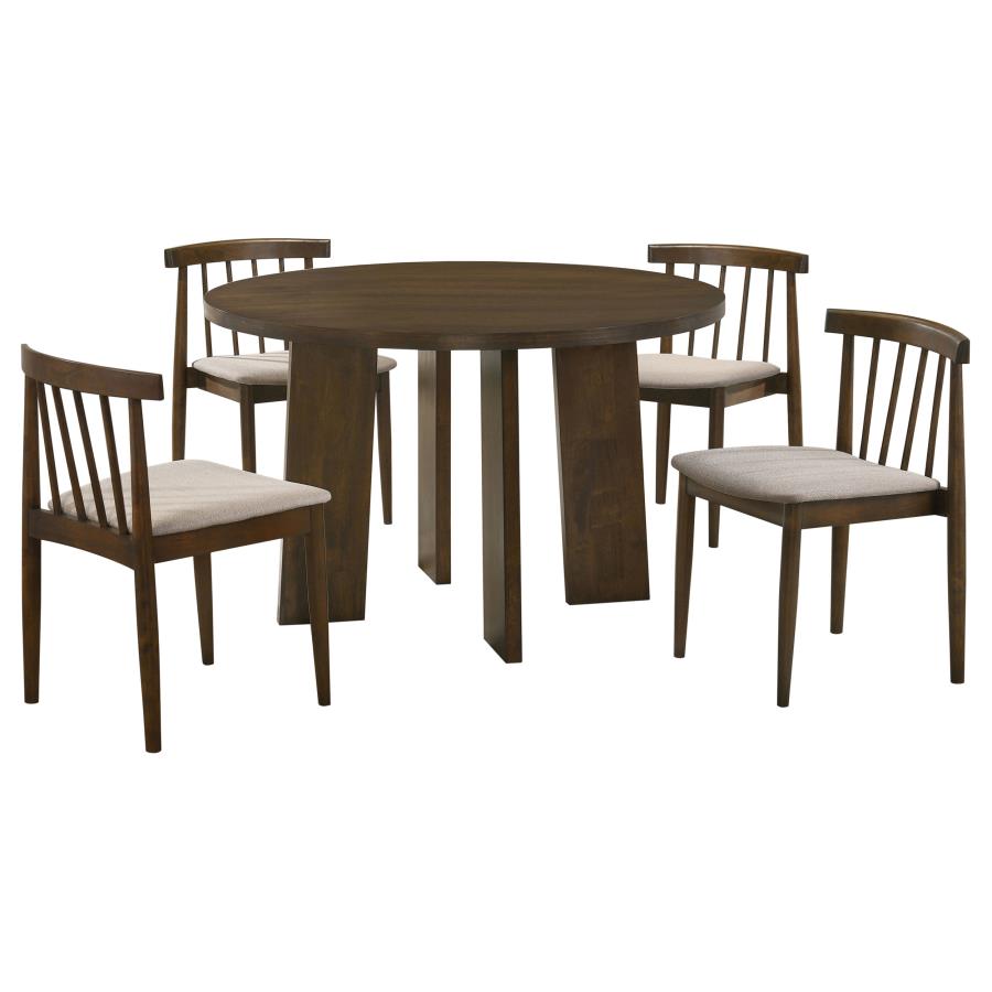 Strouse 5-piece Dining Set with Upholstered Seat Chairs Walnut