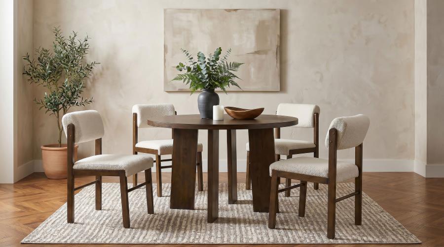 Strouse 5-piece Dining Set with Fabric Chairs Walnut