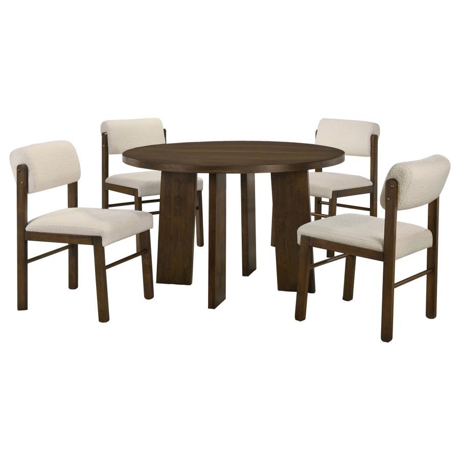 Strouse 5-piece Dining Set with Fabric Chairs Walnut
