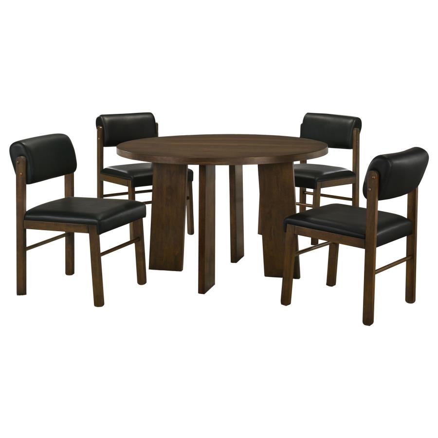 Strouse 5-piece Dining Set with Faux Leather Chairs Walnut
