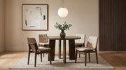 Strouse 5-piece Dining Set with Cream Tufted Chairs Walnut