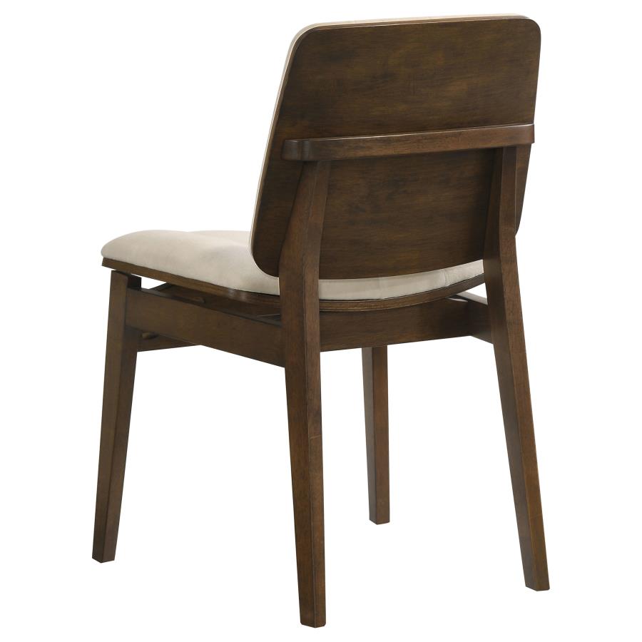 Strouse 5-piece Dining Set with Cream Tufted Chairs Walnut
