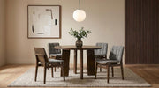 Strouse 5-piece Dining Set with Grey Tufted Chairs Walnut