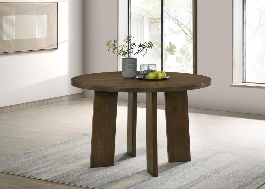 Strouse 47-inch Round Wood Dining Room Table Walnut