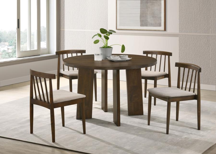 Strouse 47-inch Round Wood Dining Room Table Walnut