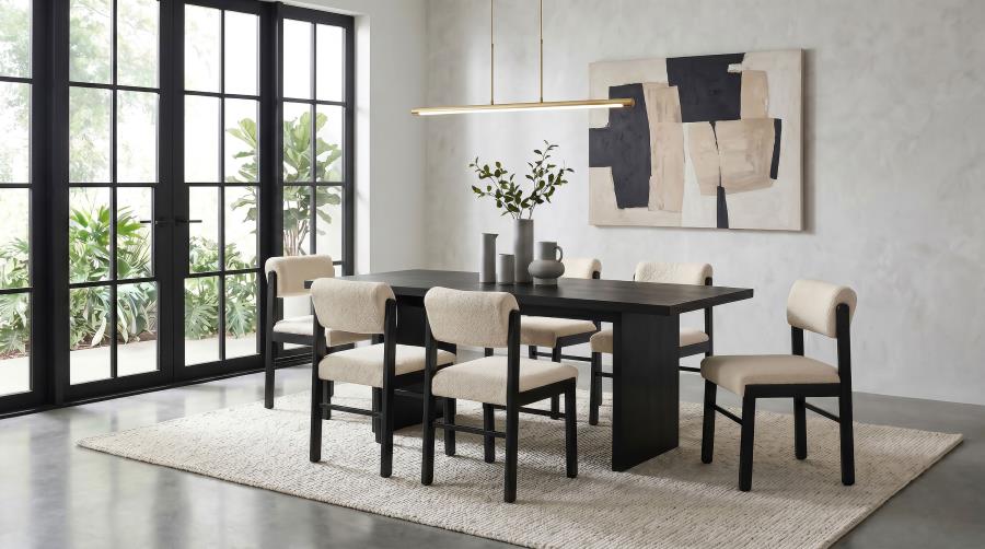 Decker 7-piece 82-inch Dining Set with Fabric Chairs Black