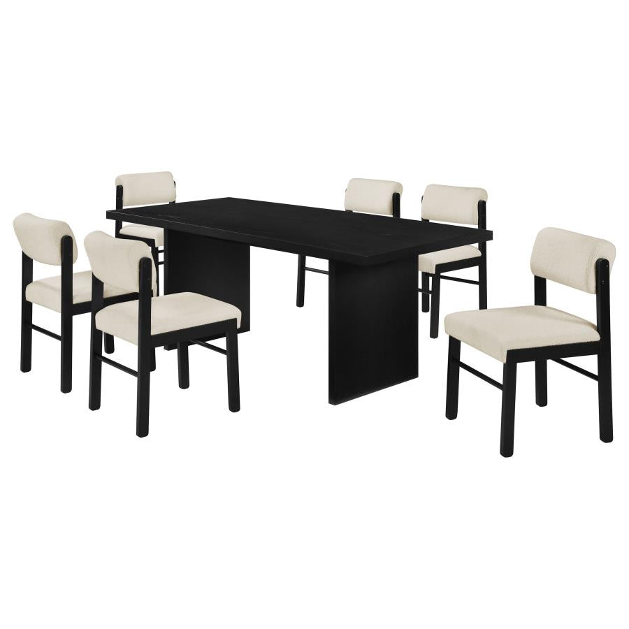 Decker 7-piece 82-inch Dining Set with Fabric Chairs Black